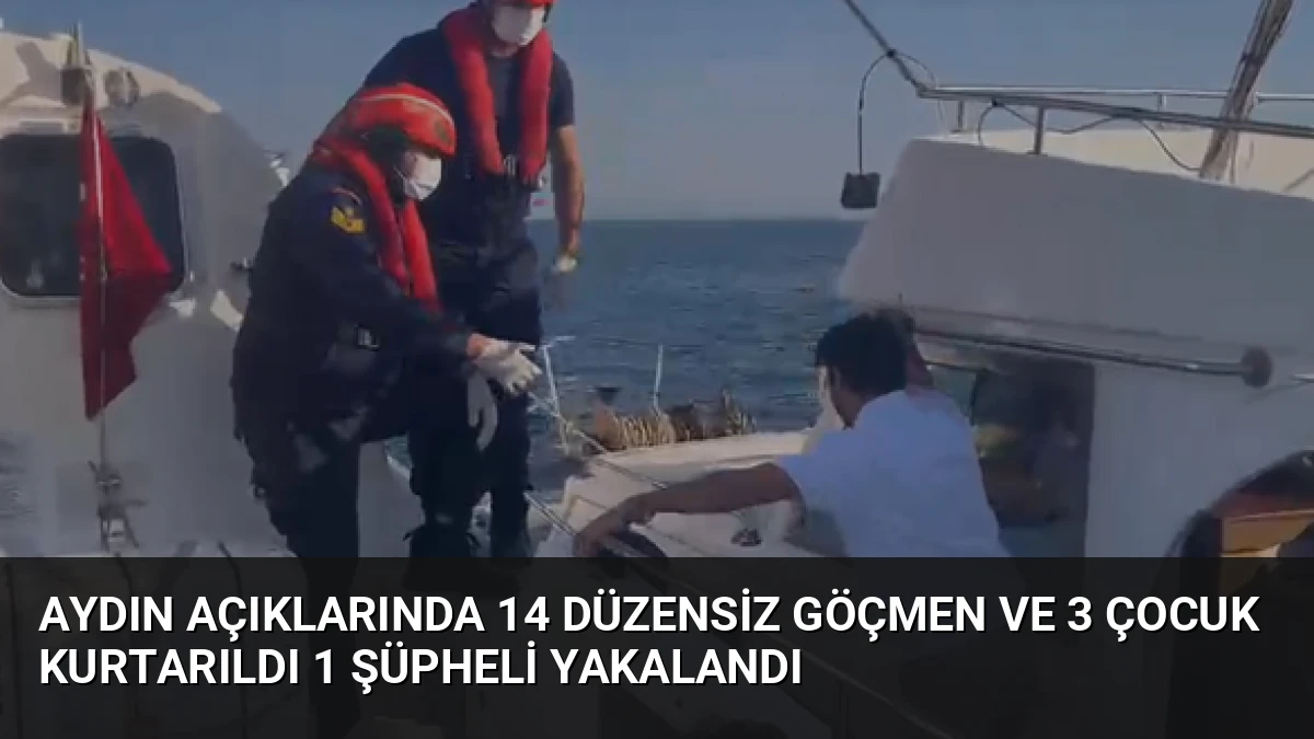 Aydın Açıklarında 14 Düzensiz Göçmen ve 3 Çocuk Kurtarıldı 1 Şüpheli Yakalandı
