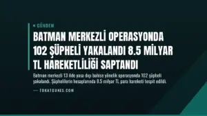 Batman Merkezli Operasyonda 102 Şüpheli Yakalandı 8.5 Milyar TL Hareketliliği Saptandı