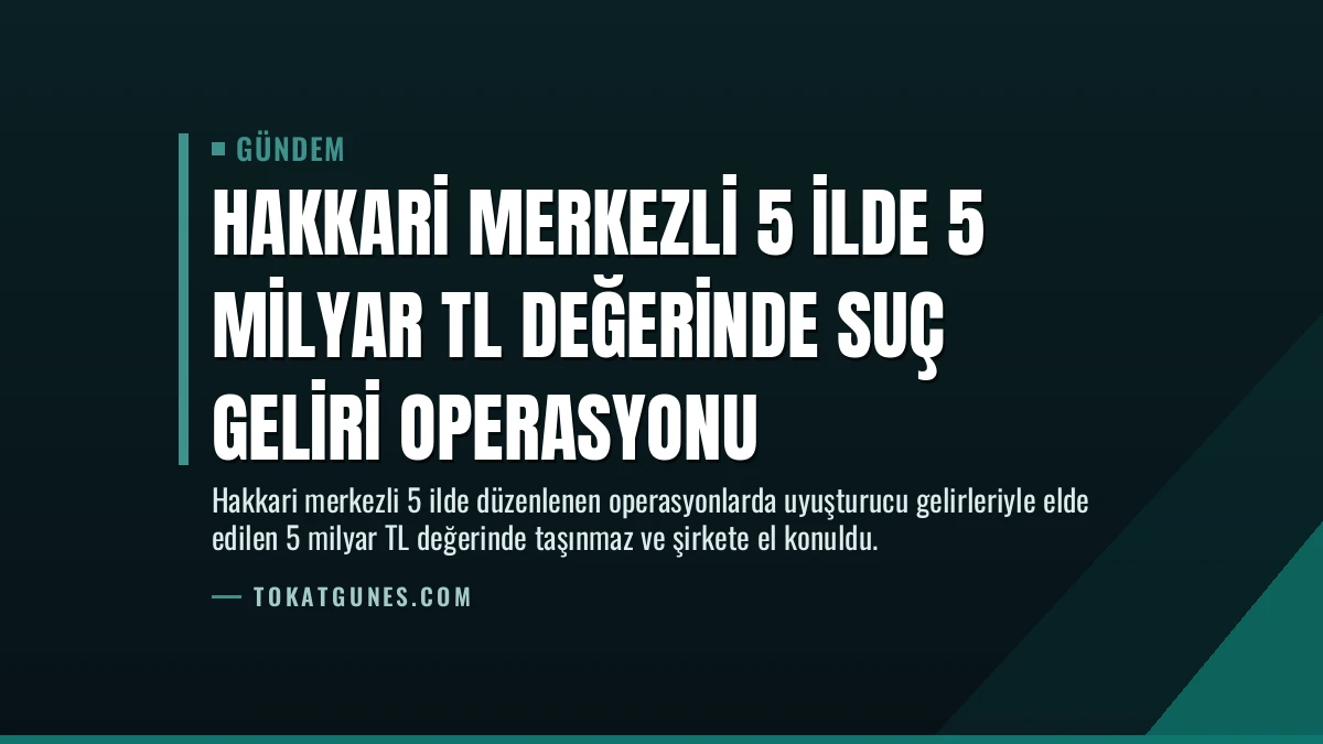 Hakkari Merkezli 5 İlde 5 Milyar TL Değerinde Suç Geliri Operasyonu